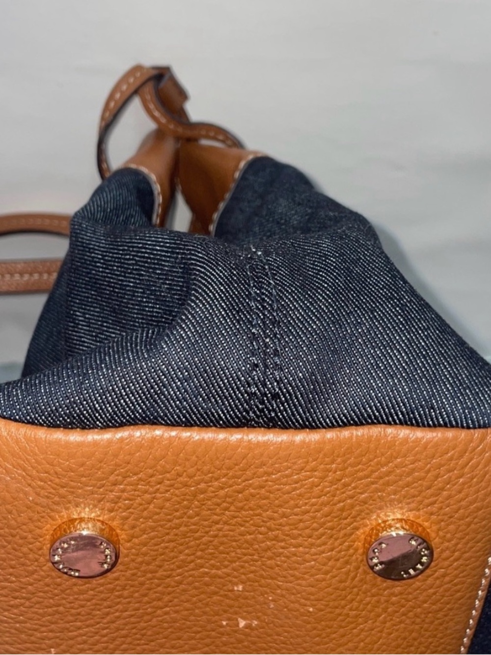 Michael Kors Tan Leather & Dark Denim Tote - Picture 5 of 11
